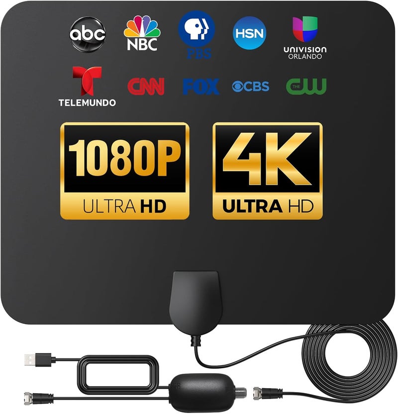 DAANT TV Antenna Indoor Long Range, Supports 4K 1080p Smart TV Signal Reception with Signal Amplifier 16ft HDTV Coax Cable - Image 1